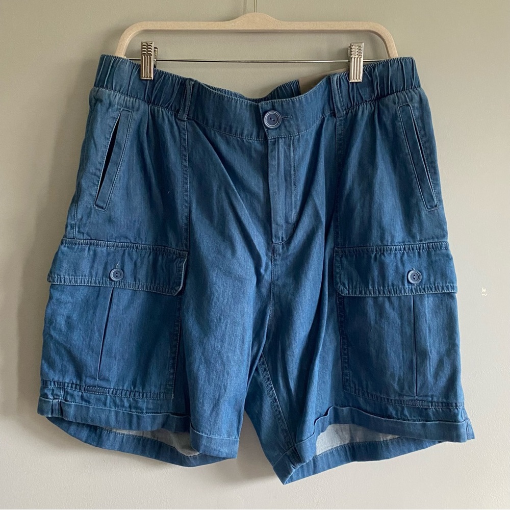 Soft Surroundings Pali Cargo elastic Waist 6.5” Short in Medium Denim Petite XL - Picture 2 of 7